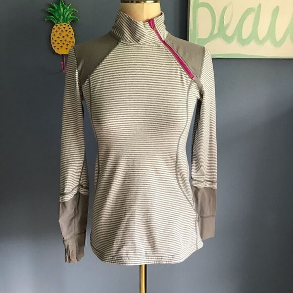 Mondetta Striped Pullover Gray White Pink S - Picture 1 of 10
